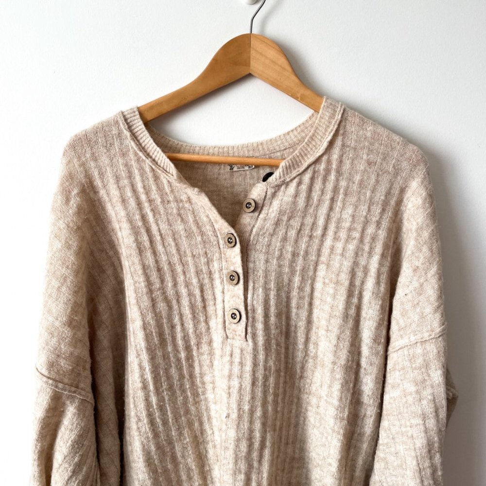 Free People Cream Ribbed Track Pants - Picture 9 of 15